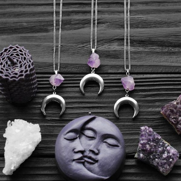 pendant necklaces goth purple crystal moon necklace crescent raw witch dark style jewelry wizard punk charm gothic women gifts, Silver
pendant necklaces goth purple crystal moon necklace crescent raw witch dark style jewelry wizard punk charm gothic women gifts, Silver