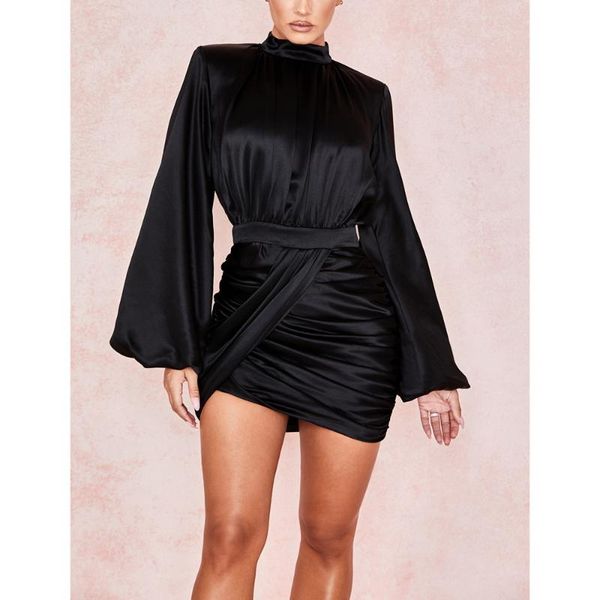 casual dresses black dress women elegant puff mini gathered bodycon slim short club party mt3178, Black;gray
casual dresses black dress women elegant puff mini gathered bodycon slim short club party mt3178, Black;gray