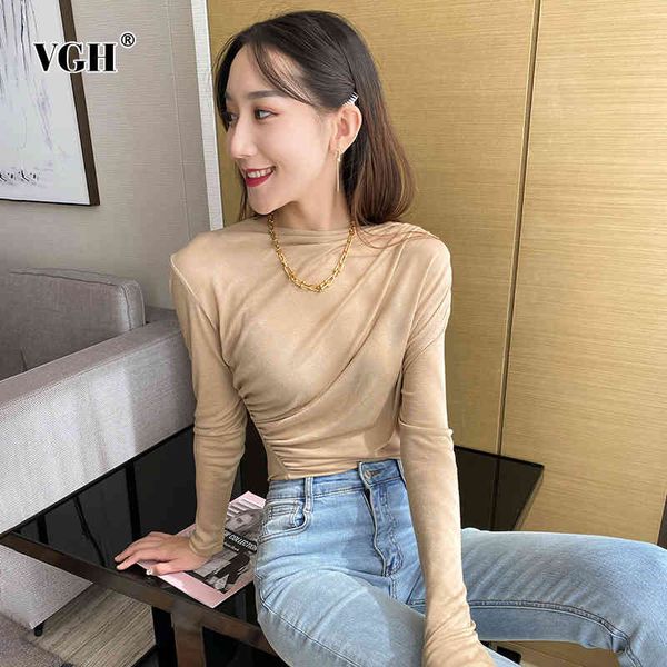 vgh minimalist ruched t shirt for women o neck long sleeve solid slim black t shirts female fashion new clothing autumn 210421, White
vgh minimalist ruched t shirt for women o neck long sleeve solid slim black t shirts female fashion new clothing autumn 210421, White