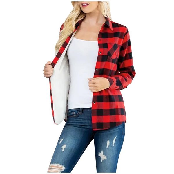 women's jackets autumn 2021 women plaid warm shirt female jacket long sleeve button down casual blouse shirts coat fashion loose outwea, Black;brown
women's jackets autumn 2021 women plaid warm shirt female jacket long sleeve button down casual blouse shirts coat fashion loose outwea, Black;brown