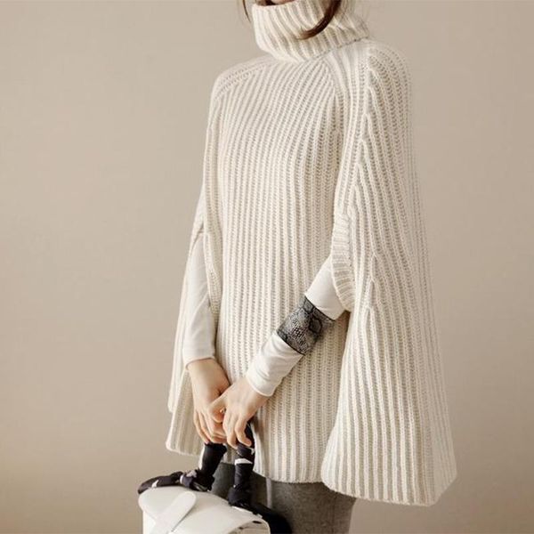 women's sweaters winter cape sleeve knitted ribbed sweater turtleneck solid female pullovers 2021 trend streetwear casual ladies, White;black
women's sweaters winter cape sleeve knitted ribbed sweater turtleneck solid female pullovers 2021 trend streetwear casual ladies, White;black