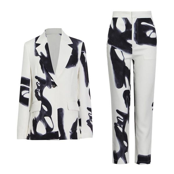 women's two piece pants fabpop 2021 colorblock casual set females notched long sleeve blazers high waist full floral print suits gc232, White
women's two piece pants fabpop 2021 colorblock casual set females notched long sleeve blazers high waist full floral print suits gc232, White