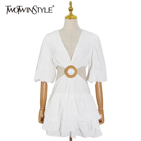 white dress for women v neck lantern half sleeve hollow out high waist mini dresses female summer clothing 210520, Black;gray
white dress for women v neck lantern half sleeve hollow out high waist mini dresses female summer clothing 210520, Black;gray