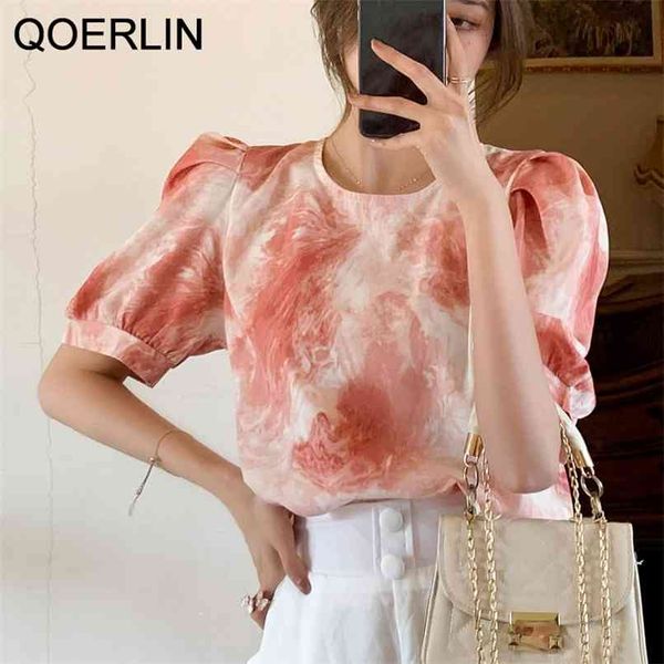 fashion summer puff sleeve shirts women loose retro ink tie-dye blouse female short shirt plus size pink gray 210601, White
fashion summer puff sleeve shirts women loose retro ink tie-dye blouse female short shirt plus size pink gray 210601, White