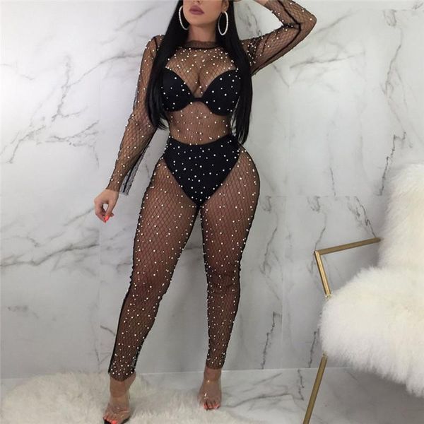 women's jumpsuits & rompers see-through mesh bodycon jumpsuit women beadings long sleeves fishnet romper transparent club party cover u, Black;white
women's jumpsuits & rompers see-through mesh bodycon jumpsuit women beadings long sleeves fishnet romper transparent club party cover u, Black;white