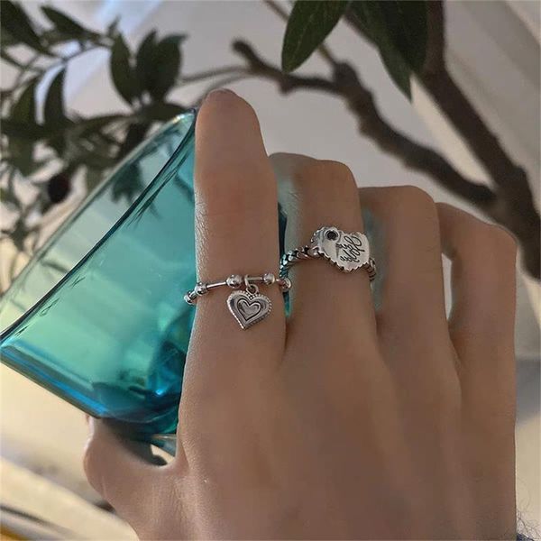 cluster rings ins simple distressed love ring retro opening adjustable peach heart letter for women girls fashion jewelry, Golden;silver
cluster rings ins simple distressed love ring retro opening adjustable peach heart letter for women girls fashion jewelry, Golden;silver