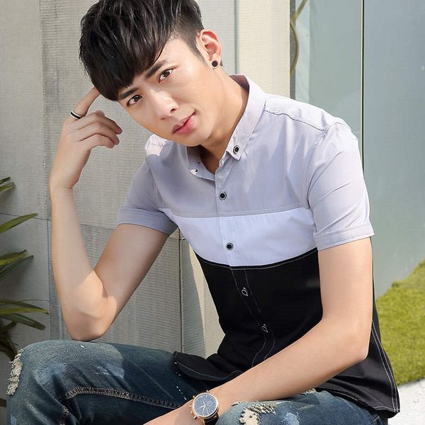 Short sleeve shirt 2021 spring and summer popular men's clothing Korean color matching slim 008, White;black
Short sleeve shirt 2021 spring and summer popular men's clothing Korean color matching slim 008, White;black