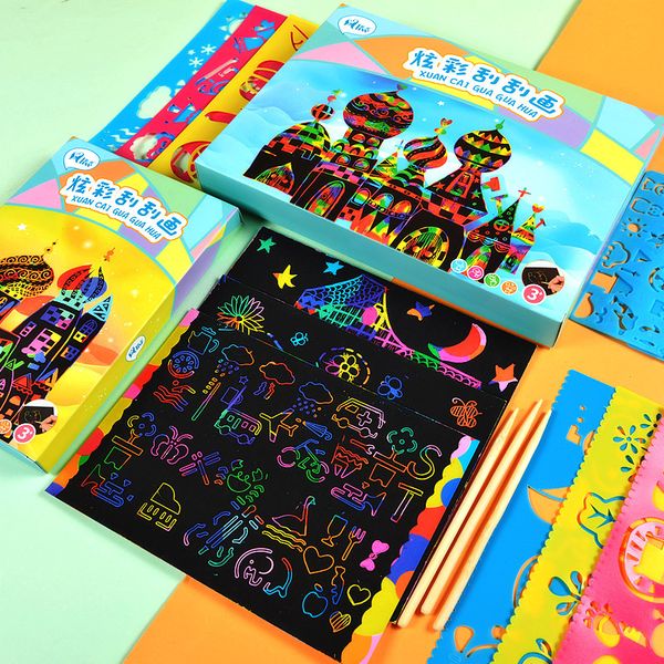 magic color rainbow scratch art supplies paper card set toys with graffiti stencil for drawing stick diy painting toy for kids
magic color rainbow scratch art supplies paper card set toys with graffiti stencil for drawing stick diy painting toy for kids