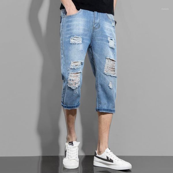 men's jeans henchiry casual summer perforated zipper pants fashionable straight washable and breathable knee, Blue
men's jeans henchiry casual summer perforated zipper pants fashionable straight washable and breathable knee, Blue