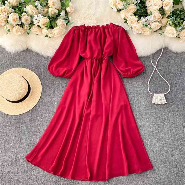 summer fashion seaside holiday dress women sweet wood ear slash neck long sleeve solid color vestidos q656 210527, Black;gray
summer fashion seaside holiday dress women sweet wood ear slash neck long sleeve solid color vestidos q656 210527, Black;gray