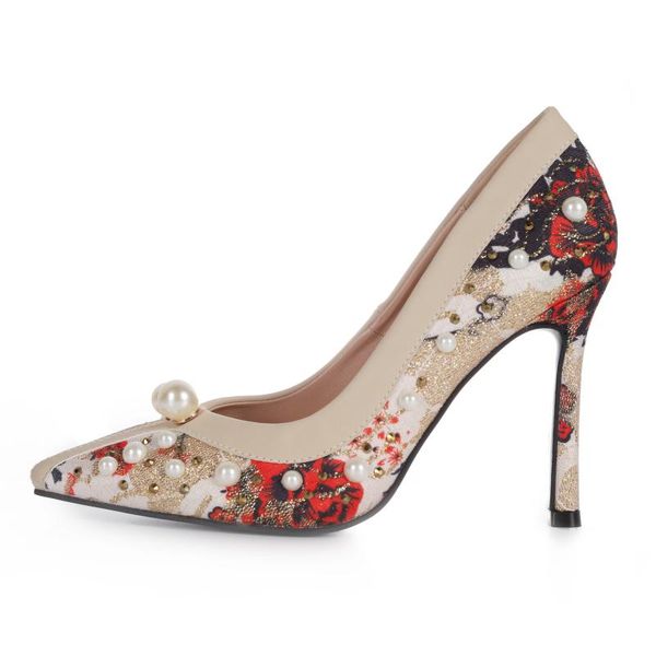 dress shoes bling women pumps retro pointed toe print pearl high heels rhinestone stiletto wedding party for summer footwear, Black
dress shoes bling women pumps retro pointed toe print pearl high heels rhinestone stiletto wedding party for summer footwear, Black