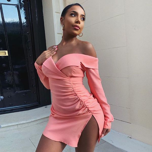 casual dresses bkld 2021 fashion slash neck split mini dress women's off shoulder long sleeved ruched bodycon backless evening party, Black;gray
casual dresses bkld 2021 fashion slash neck split mini dress women's off shoulder long sleeved ruched bodycon backless evening party, Black;gray