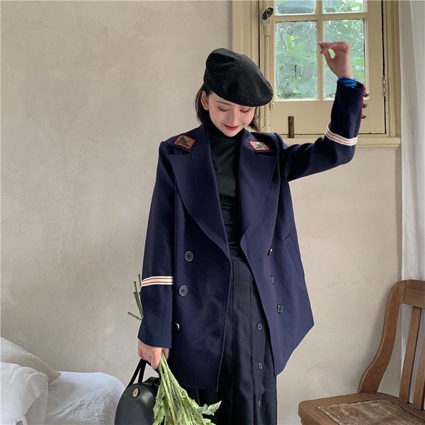 real s 2021 autumn korean version of high-end fashion design retro navy blue loose casual suit jacket women women's suits & blazers, White;black
real s 2021 autumn korean version of high-end fashion design retro navy blue loose casual suit jacket women women's suits & blazers, White;black