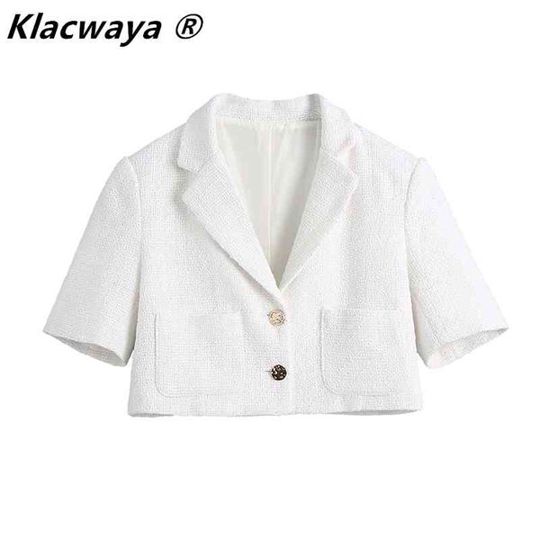 women fashion double pocket patch sweet short tweed woolen blazer coat vintage female buttons outerwear chic 210521, White;black
women fashion double pocket patch sweet short tweed woolen blazer coat vintage female buttons outerwear chic 210521, White;black