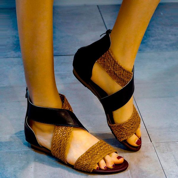 sandals 2021 fashion fish mouth leather canvas women weave wedge heel shoes zipper casual beach roman, Black
sandals 2021 fashion fish mouth leather canvas women weave wedge heel shoes zipper casual beach roman, Black
