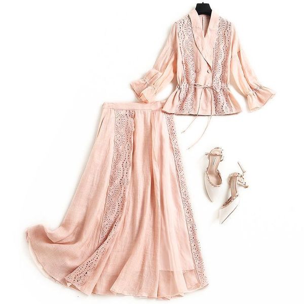dress luxury ramie linen embroidered women blazer suit spring summer organza silk skirt set elegant pink two piece outfits, White
dress luxury ramie linen embroidered women blazer suit spring summer organza silk skirt set elegant pink two piece outfits, White