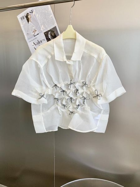women's t-shirt 2021 women fashion short-sleeved casual solid color mesh flower beaded patch 0529, White
women's t-shirt 2021 women fashion short-sleeved casual solid color mesh flower beaded patch 0529, White