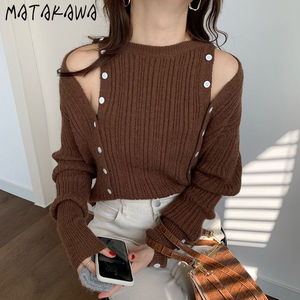 matakawa slim fit long-sleeved sweater women korean chic spring multi-button strapless pullovers o-neck woman sweaters 210513, White;black
matakawa slim fit long-sleeved sweater women korean chic spring multi-button strapless pullovers o-neck woman sweaters 210513, White;black