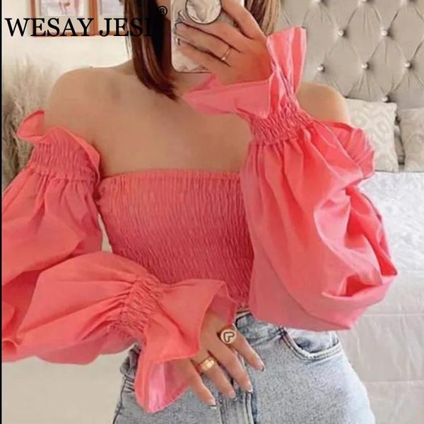 women's blouses & shirts wesay jesi traf clothing solid color and elastic long sleeve shirt chic slash neck sweet crop top, White
women's blouses & shirts wesay jesi traf clothing solid color and elastic long sleeve shirt chic slash neck sweet crop top, White