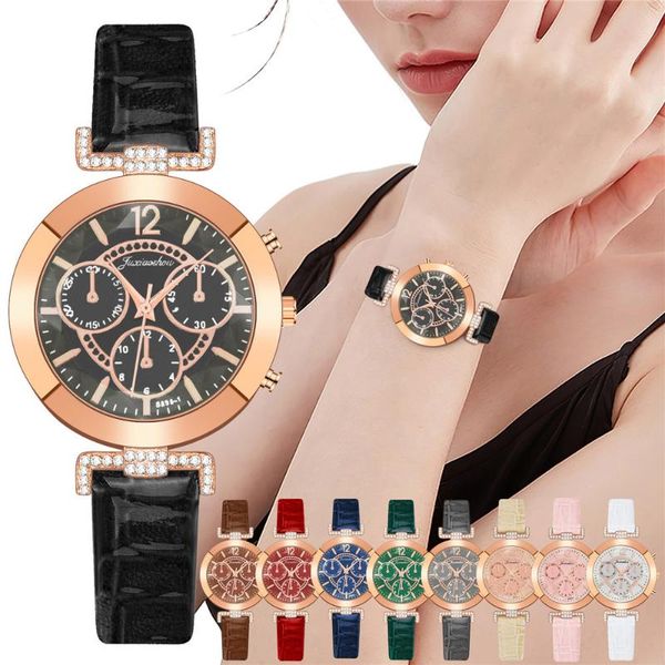 wristwatches fashion female wrist watch business diamond black leather strap three-eye digital dial ladies quartz for women relojes, Slivery;brown
wristwatches fashion female wrist watch business diamond black leather strap three-eye digital dial ladies quartz for women relojes, Slivery;brown