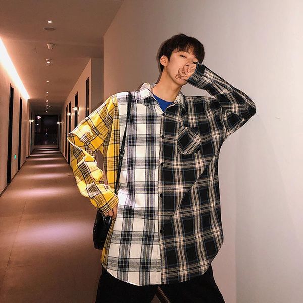 men shirt spring/autumn young students handsome hong kong style casual long-sleeved plaid men's trend bottoming shirts, White;black
men shirt spring/autumn young students handsome hong kong style casual long-sleeved plaid men's trend bottoming shirts, White;black