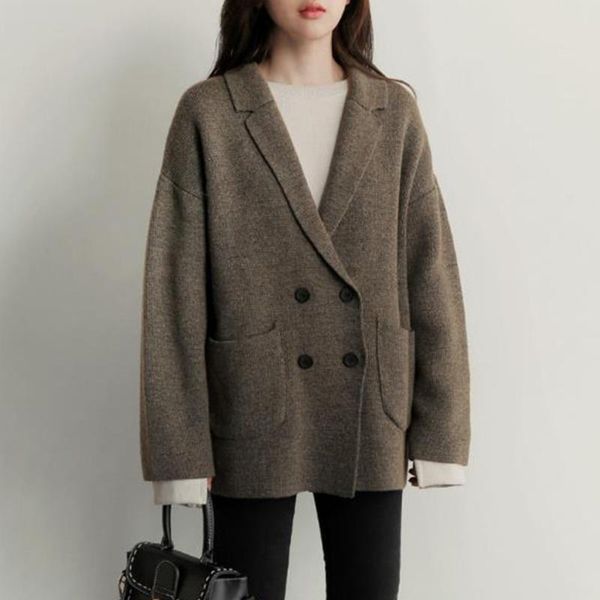 women's jackets autumn winter women long sleeve jacket fashion solid cardigan double breasted loose lapel mid-length ol female, Black;brown
women's jackets autumn winter women long sleeve jacket fashion solid cardigan double breasted loose lapel mid-length ol female, Black;brown