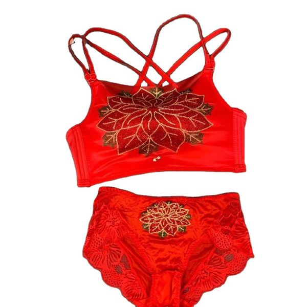 wanlizi light diamond red underwear womens birth year wedding bride anti-exposure push up adjustment beauty back bra, Red;black
wanlizi light diamond red underwear womens birth year wedding bride anti-exposure push up adjustment beauty back bra, Red;black