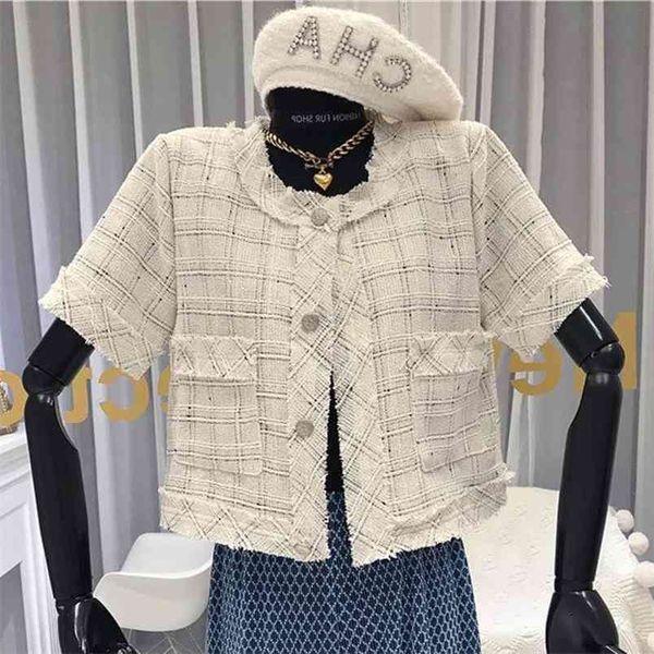summer cothes for women vintage short tweed jacket coat korean elegant plaid outwear chaqueta mujer all-match crop 210514, Black;brown
summer cothes for women vintage short tweed jacket coat korean elegant plaid outwear chaqueta mujer all-match crop 210514, Black;brown