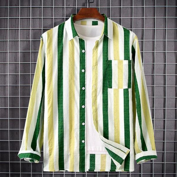men shirt striped fashion casual breathable cotton blend long sleeve turn-down collar buttons pocket for daily wear men's shirts, White;black
men shirt striped fashion casual breathable cotton blend long sleeve turn-down collar buttons pocket for daily wear men's shirts, White;black