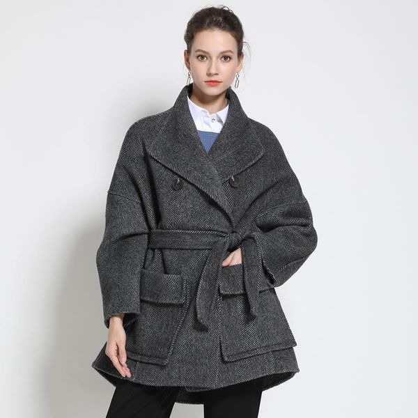 women's wool & blends 2021 autumn and winter wind alpaca herringbone double-faced coat short handmade women, Black
women's wool & blends 2021 autumn and winter wind alpaca herringbone double-faced coat short handmade women, Black