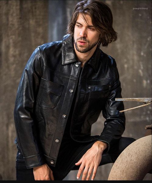 leather locomotive genuine jacket men single-breasted lapel sheepskin short coat youth fashion style autumn winter clothing men's & fau, Black
leather locomotive genuine jacket men single-breasted lapel sheepskin short coat youth fashion style autumn winter clothing men's & fau, Black