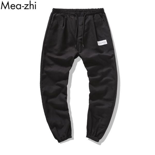 men's pants street wear men casual sports joggers elasstic waist jogging, Black
