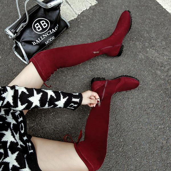 boots 2021 ladies low heel slim over the knee suede black round toe fashion winter thigh high shoes woman 32-43
boots 2021 ladies low heel slim over the knee suede black round toe fashion winter thigh high shoes woman 32-43