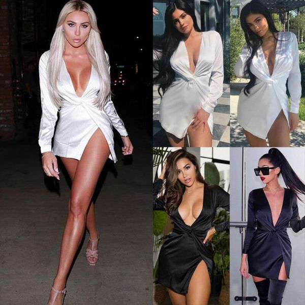 trendy deep womens dress v neck bandage bodycon evening party satin mini ladies short knot wrap split dresses, Black;gray
trendy deep womens dress v neck bandage bodycon evening party satin mini ladies short knot wrap split dresses, Black;gray