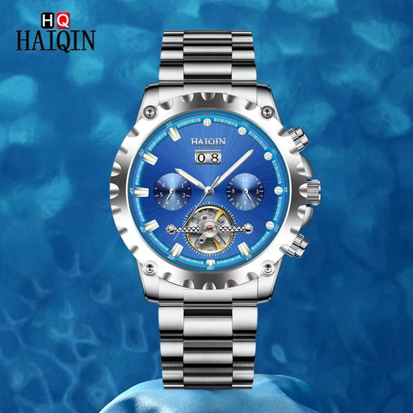 wristwatches haiqin men's mechanical watch stainless steel tourbillon wristwatch business waterproof automatic watches, Slivery;brown
wristwatches haiqin men's mechanical watch stainless steel tourbillon wristwatch business waterproof automatic watches, Slivery;brown