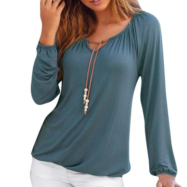 women's t-shirt summer women boho v neck solid bowknot long sleeve casual loose comfort shirt camisas femininas, White
women's t-shirt summer women boho v neck solid bowknot long sleeve casual loose comfort shirt camisas femininas, White