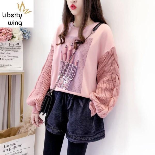 women's sweaters korean printed sequins embroidered flares women pullovers autumn o-neck loose sweater sleeve patchwork female casual s, White;black
women's sweaters korean printed sequins embroidered flares women pullovers autumn o-neck loose sweater sleeve patchwork female casual s, White;black