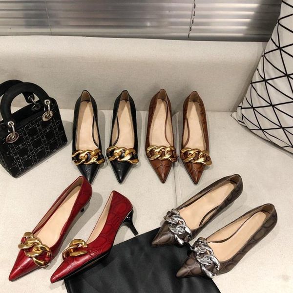 spring women shoes pointed toe high heels genuine leather pumps chain decor unique femmes chaussures dress, Black
spring women shoes pointed toe high heels genuine leather pumps chain decor unique femmes chaussures dress, Black