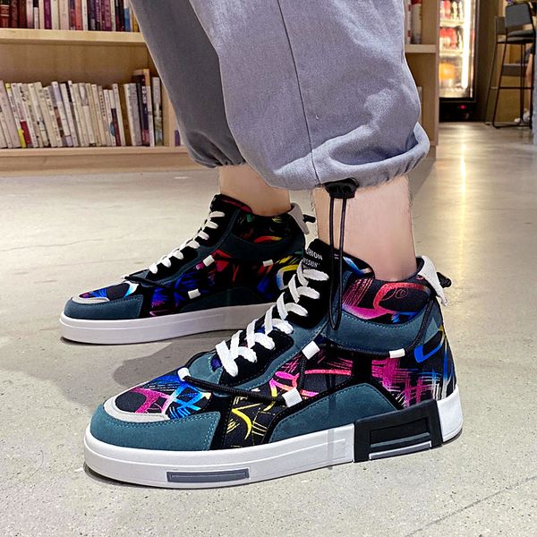New Autumn Blue Men High Top Luxury Chunky Sneakers Comfortable Men Casual Shoes Graffiti Printed Fashion Shoes Zapatilla Hombre, Black f59
New Autumn Blue Men High Top Luxury Chunky Sneakers Comfortable Men Casual Shoes Graffiti Printed Fashion Shoes Zapatilla Hombre, Black f59