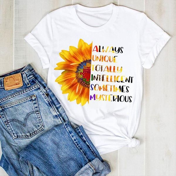 letters sunflower floral printed women t shirt fashion summer tee clothes graphic, White
letters sunflower floral printed women t shirt fashion summer tee clothes graphic, White