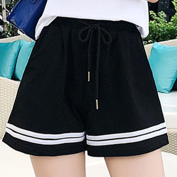 women's shorts women elastic waist stripe summer loose sweat casual jogging short pants, White;black
women's shorts women elastic waist stripe summer loose sweat casual jogging short pants, White;black