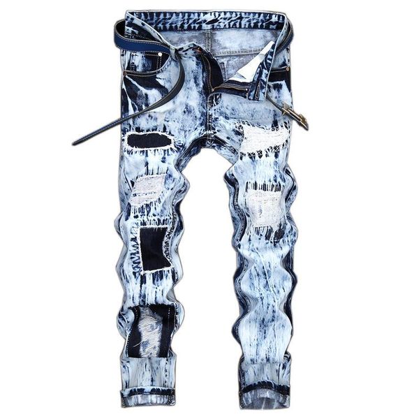men's jeans hole men ripped destroyed hip hop homme masculino fashion design slim for male pants, Blue
men's jeans hole men ripped destroyed hip hop homme masculino fashion design slim for male pants, Blue