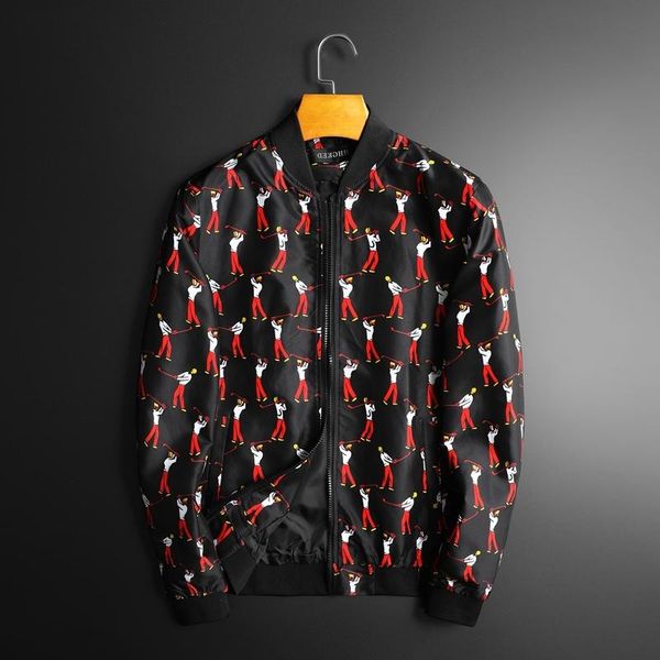 men's jackets autumn creative sport character outfit zipper stand collar vingtage golfing printed bomber jacket men, Black;brown
men's jackets autumn creative sport character outfit zipper stand collar vingtage golfing printed bomber jacket men, Black;brown