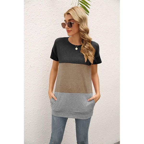 arrival women's color matching t shirt 2021 summer cotton pocket tee round neck casual short-sleeved female loose s-xxl t-shirt, White
arrival women's color matching t shirt 2021 summer cotton pocket tee round neck casual short-sleeved female loose s-xxl t-shirt, White