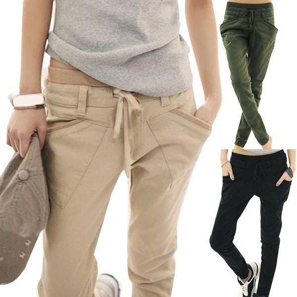 chic women solid color drawstring elastic waist pencil pants trousers women's & capris, Black;white
chic women solid color drawstring elastic waist pencil pants trousers women's & capris, Black;white