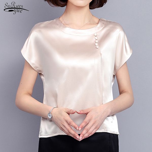 spring fashion summer clothing women solid loose silk short sleeved blouses casual o-neck female shirts 0425 210521, White
spring fashion summer clothing women solid loose silk short sleeved blouses casual o-neck female shirts 0425 210521, White