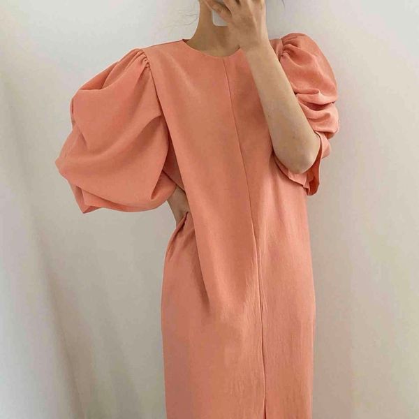 summer orange vintage maxi dress women solid casual loose pleated puff sleeve split strappy robe korean clothing 210514, Black;gray
summer orange vintage maxi dress women solid casual loose pleated puff sleeve split strappy robe korean clothing 210514, Black;gray