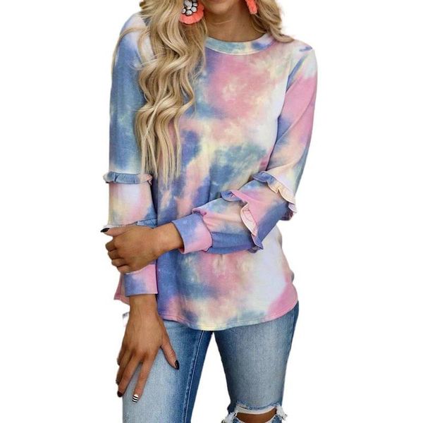 spring tie-dye long-sleeved t-shirt printing splicing ruffled women t-shirts turtleneck round neck casual clothin women's, White
spring tie-dye long-sleeved t-shirt printing splicing ruffled women t-shirts turtleneck round neck casual clothin women's, White