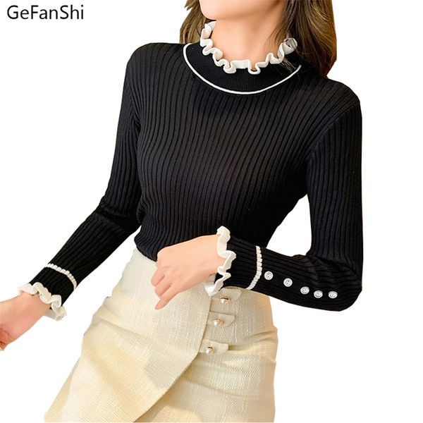 autumn winter sweaters fashion cute half turtleneck pullovers knitted ladies sweater women ruffles sleeve bastic kintting 210918, White;black
autumn winter sweaters fashion cute half turtleneck pullovers knitted ladies sweater women ruffles sleeve bastic kintting 210918, White;black