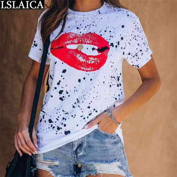 women t-shirts white round neck lips print t shirt casual office wild streetwear night club party woman tshirts summer spring 210515
women t-shirts white round neck lips print t shirt casual office wild streetwear night club party woman tshirts summer spring 210515